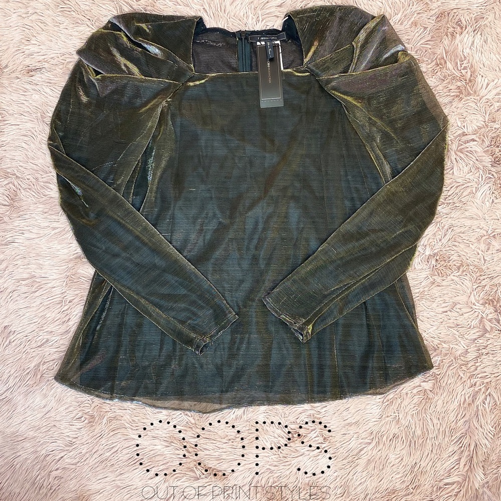 Mesh Metallic Blouse with Puffy long sleeve